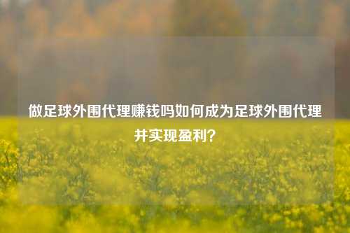做足球外围代理赚钱吗如何成为足球外围代理并实现盈利？